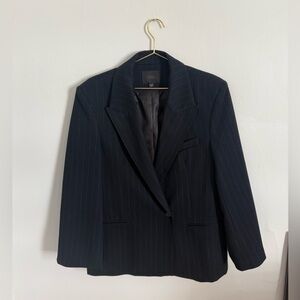 Navy blue banker stripe blazer